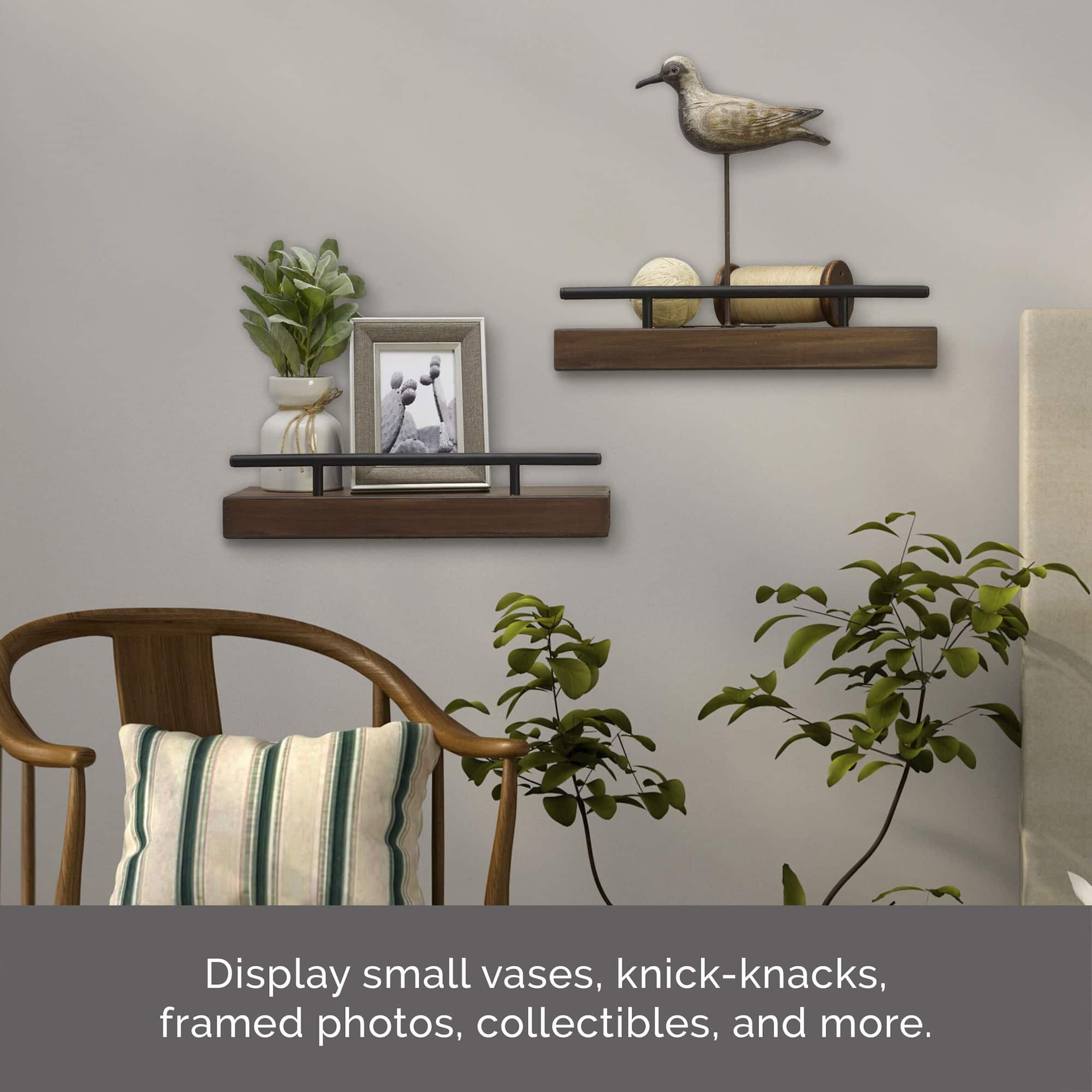 Melannco Natural Metal Railing 18" Shelf, 2ct.